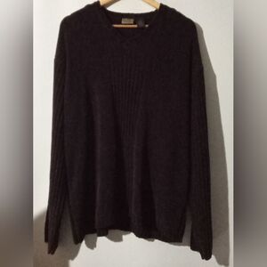 Axist Men's XL Dark Espresso Brown V-Neck Chenille Knit Sweater - Soft Texture